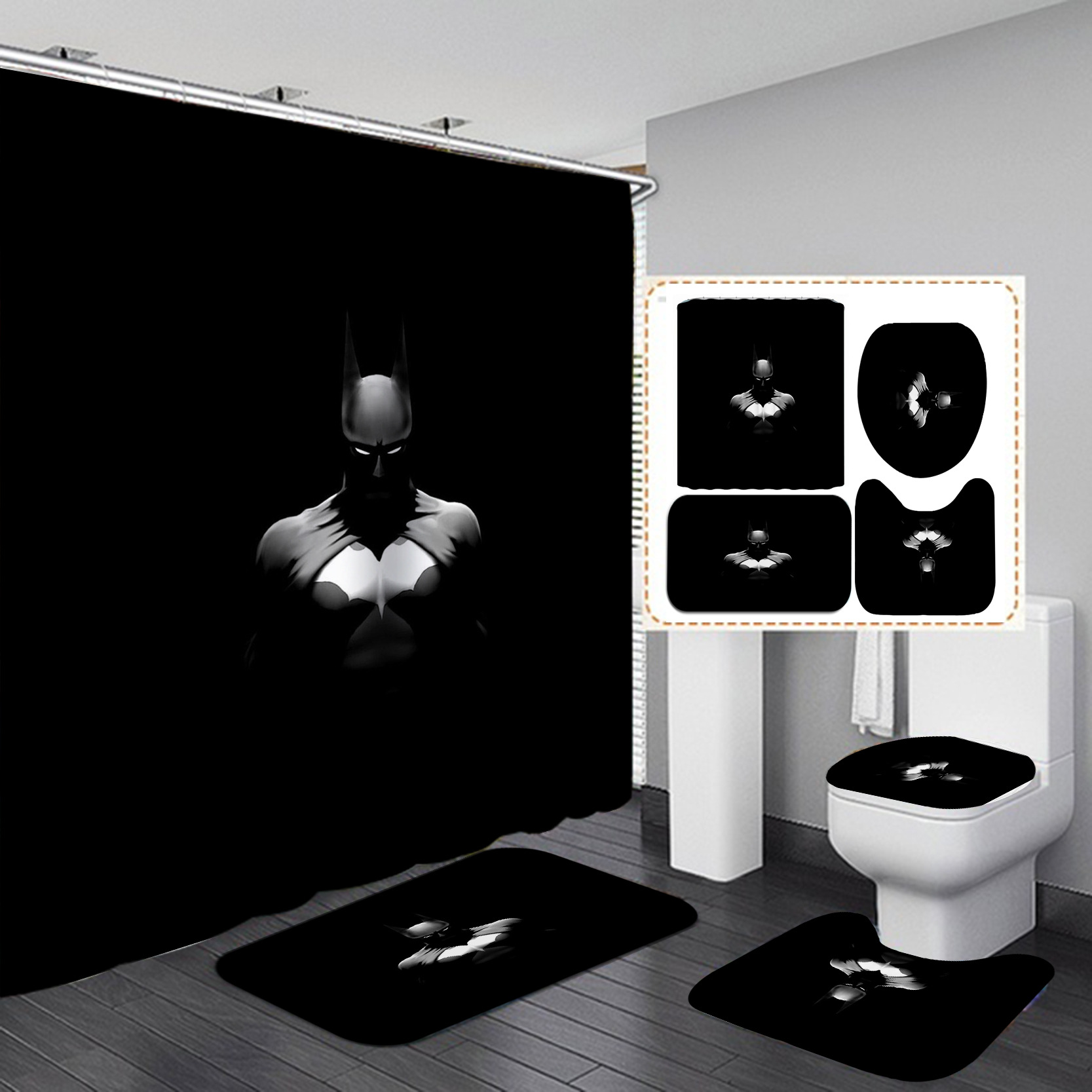 Comercio electrónico transfronterizo suministro directo de dibujos animados 3D Impresión digital impermeable baño ducha cortina fábrica suministro directo Cortina de ducha al por mayor