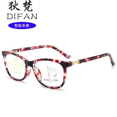 新款时尚防蓝光渐进多焦点老花镜男女大框大通道智能变焦老花眼镜