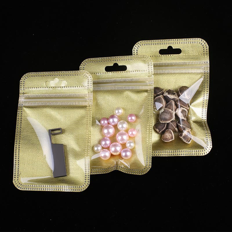 现货7*11小金袋美甲钻包装袋 金色无纺布自封袋珠光袋阴阳骨袋