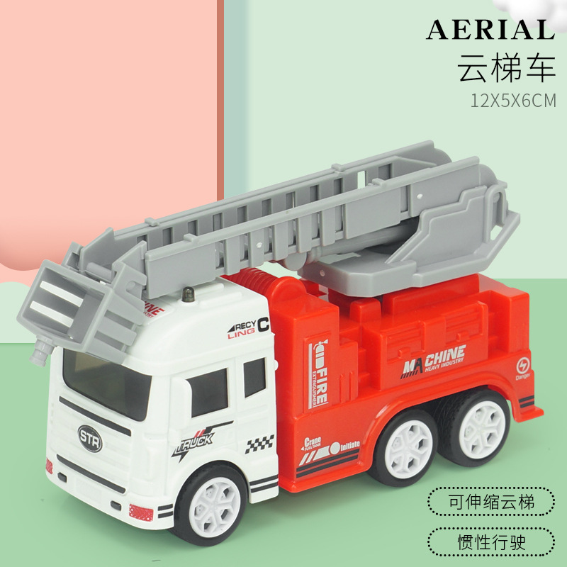 Inercia transfronteriza coche Tire hacia atrás coche traje niños excavadora juguete fuego ingeniería vehículo ambulancia niño regalo