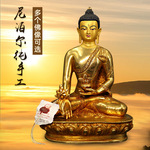 厂家直销尼泊尔佛像铜制鎏金药师佛像家用供奉文殊菩萨像批发