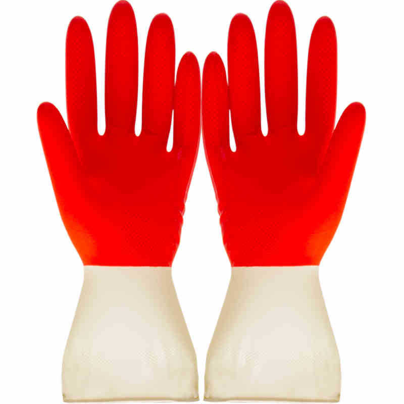 Guantes de lavado de platos rojo y blanco de dos colores para limpieza doméstica lavandería de látex cocina limpia mayorista personalizada antideslizante