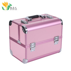 Handy Multi-layer Portable Makeup Storage Box for Nails and Beauty Cosmetics, Waterproof Aluminum Alloy Touch-up and Embroidery Box