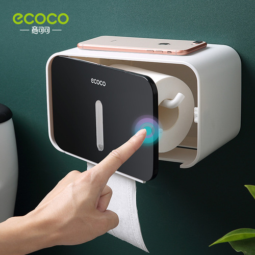 ecoco creative pop-up lid visible waterproof bathroom roll paper box bathroom wall hanging storage tissue box wholesale