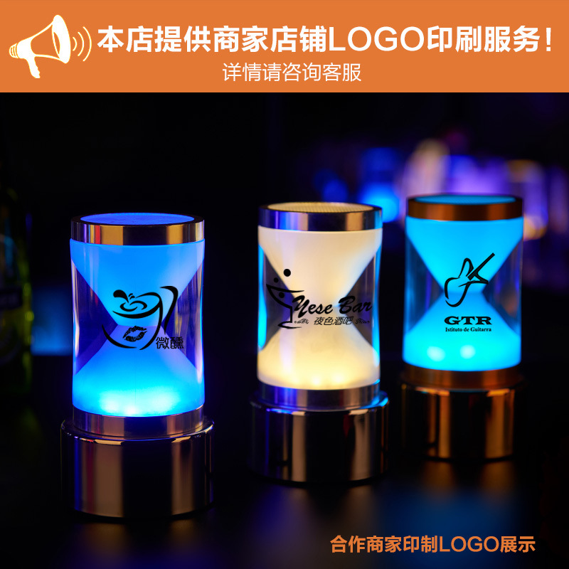 Barra de mesa de luz de la noche LED recargable bar lámpara creativa KTV tarjeta titular colorido reloj de arena bar lámpara