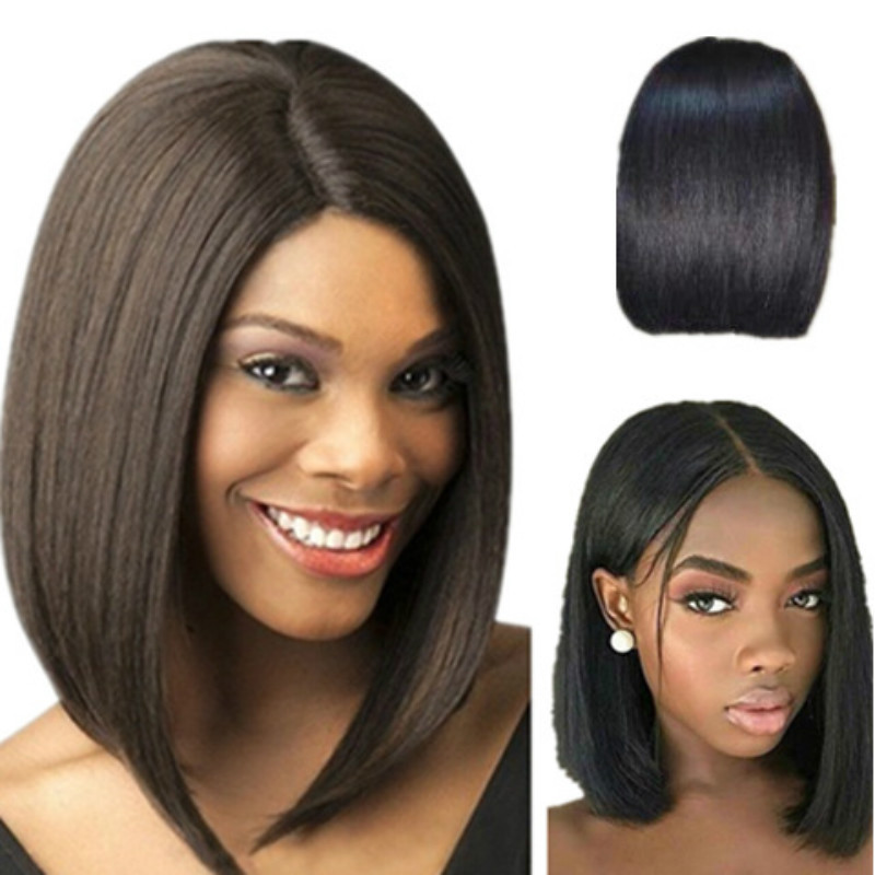 Foreign trade wig manufacturers European and American fashion black long straight bobo head split bangs women's cosplay wig