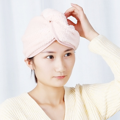 Coral velvet absorbent hair drying cap quick-drying hair towel long hair quick-drying towel wrap turban adult shower cap