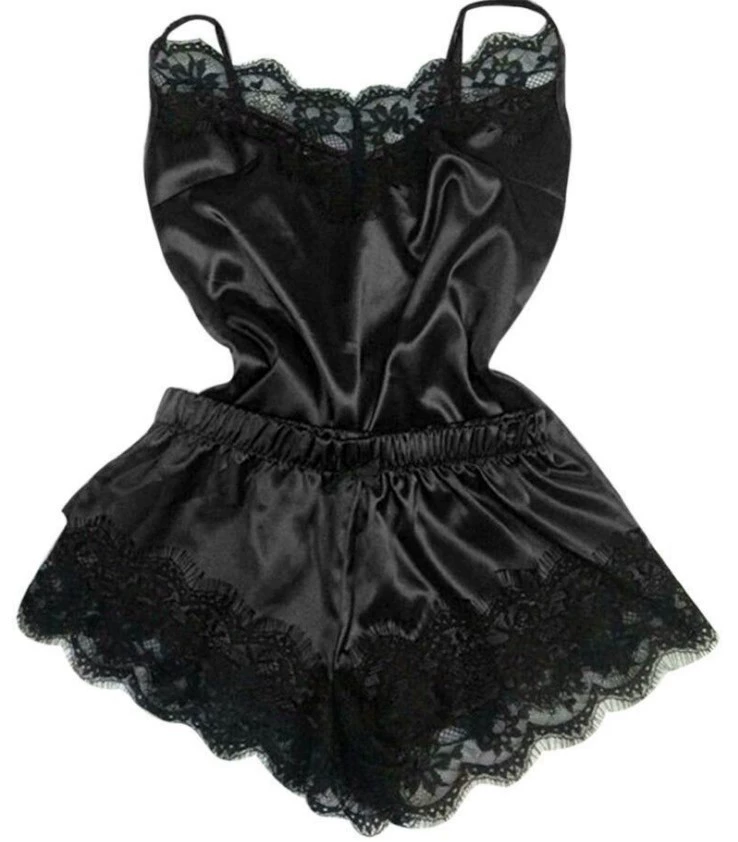 Lace Sexy Thin Pajama Set, Plus Size, Lift Effect, Spaghetti Straps