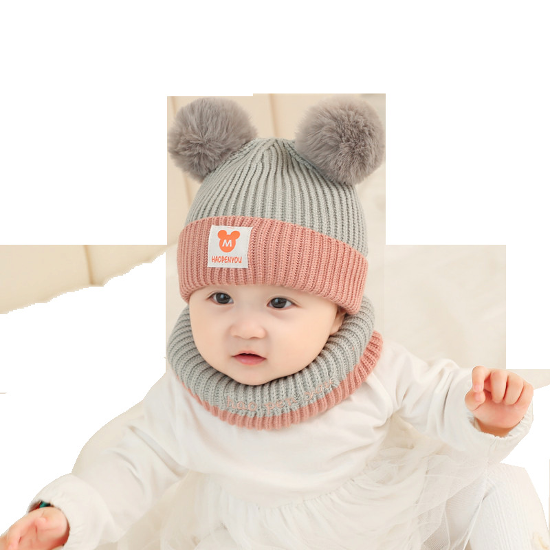 Sombrero de punto para niños bufanda sombrero de bebé sombrero de invierno estilo coreano grueso cálido sombrero traje masculino y femenino bebé sombrero femenino image 6