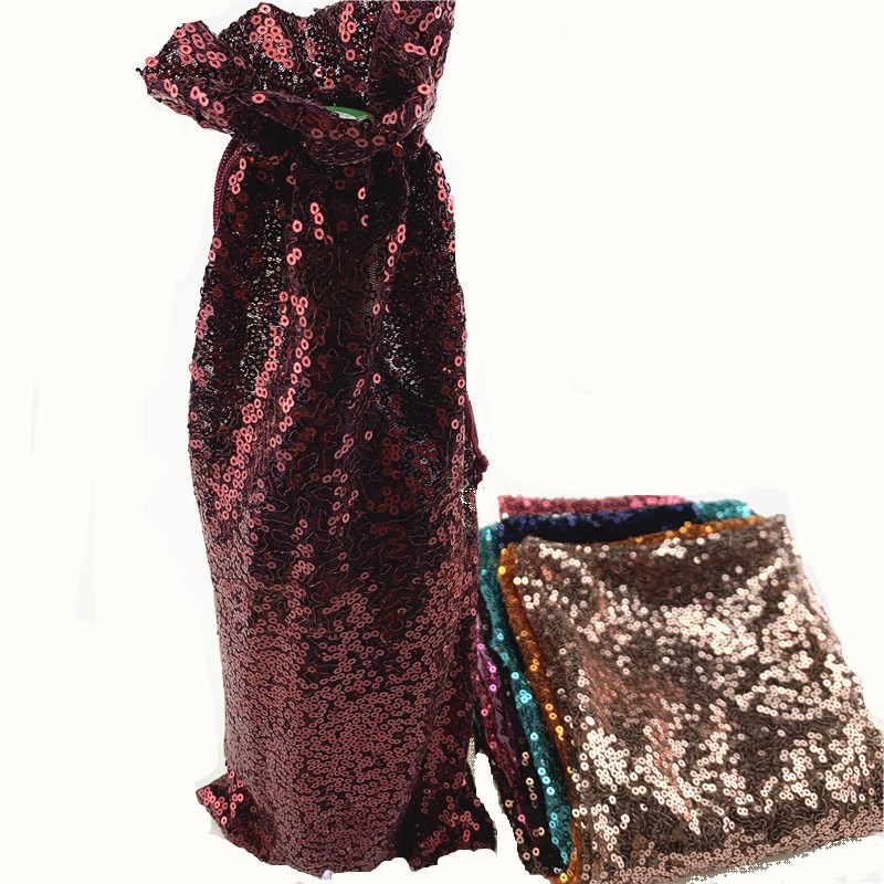 15*35CM红酒袋 3MM亮片网布礼品包装束口袋 节庆用装饰抽绳