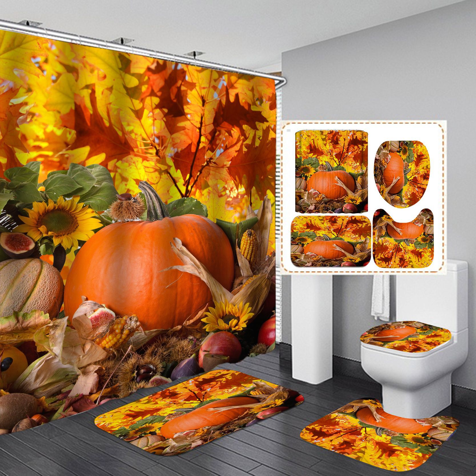 Amazon suministro directo transfronterizo Impresión digital impermeable Halloween patrón personalizado Cortina de ducha de suministro directo de fábrica Cortina de ducha al por mayor