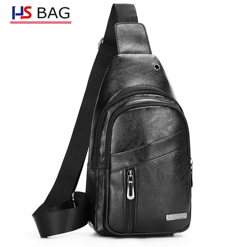 2019 New PU Leather Chest Bag for Men, Korean Style Business Casual Crossbody Bag for Outdoor Travel Multifunctional Chest Bag