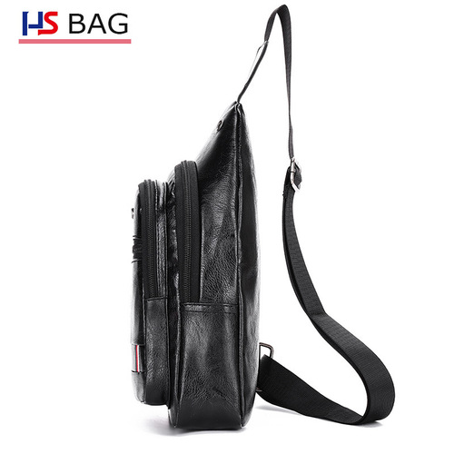2019 New PU Leather Chest Bag for Men, Korean Style Business Casual Crossbody Bag for Outdoor Travel Multifunctional Chest Bag