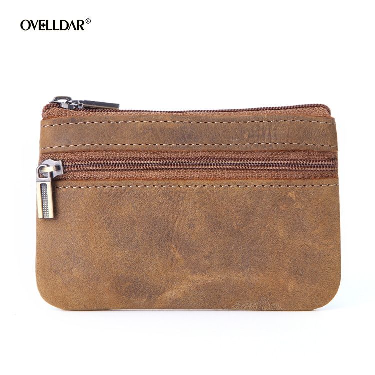 Foreign Trade Supply Leather Coin Purse for Women, Coin Storage Bag, Crazy Horse Leather Zipper Key Bag, Card Holder, Wear-Resistant Foreign Trade Supply Leather Coin Purse for Women, Coin Storage Bag, Crazy Horse Leather Zipper Key Bag, Card Holder, Wear-Resistant