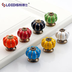 Lide Shi Seven-Color Single-Hole Pumpkin Pull Handle Children's Room Furniture Drawer Cartoon Pull Handle Pastoral Ceramic Handle