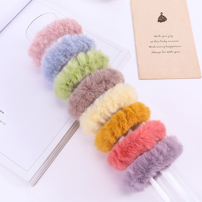 New autumn and winter Plush Hair ring high elastic flannel wool ball hair rope head flower cute small fresh rubber band head rope wholesale