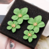 Fashionable trend multicoloured cute earrings, European style, flowered, simple and elegant design