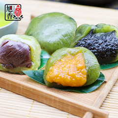 Xuxiangzhai mugwort green balls, Qingming fruits with bean paste, sesame, egg yolk, and savory meat floss glutinous rice balls, traditional Chinese pastry manufacturer.