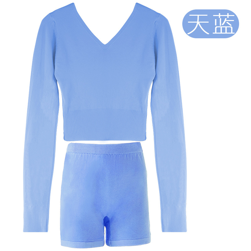 Ropa de baile para adultos Otoño e Invierno suéter abrigo chica Ballet suéter pantalones cortos práctica ropa split chal traje caliente