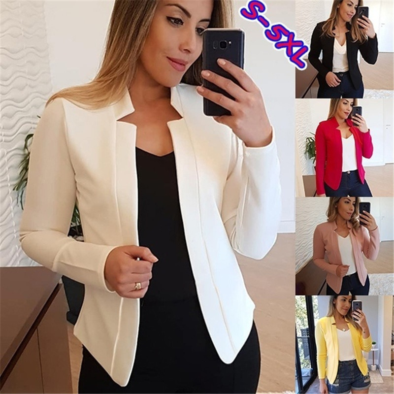 2024 European and American Solid Color Casual Professional Small Suit Jacket Top Cardigan Women's Clothing