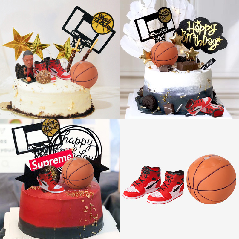 Basketball Theme Mini Basketball Shoes Boys Male God Scene Birthday Cake Party Decorations Toys
