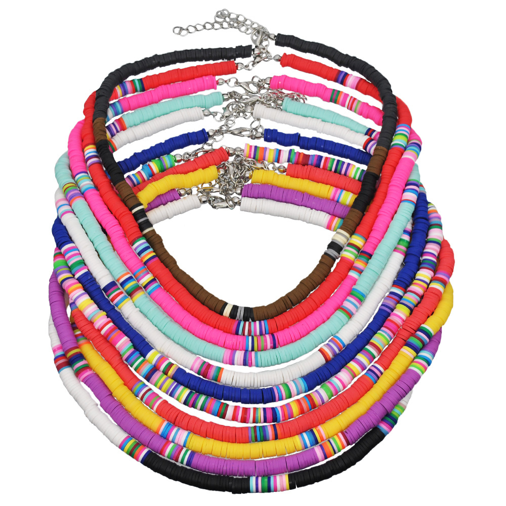 Personalized Clay Disc Collarbone Chain For Beach Casual Style_voghion.com
