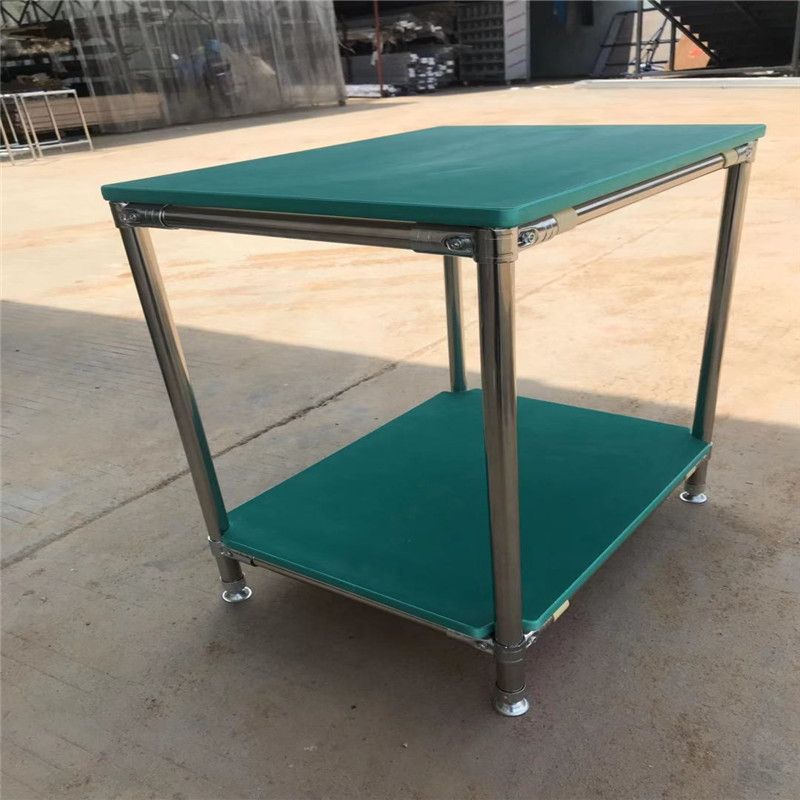 厂家直销不锈钢精益管平面桌防静电2层工作台