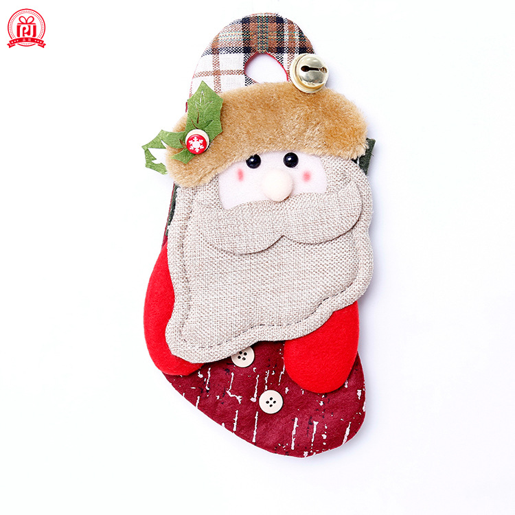Nuevas decoraciones de Navidad calcetines bolsa de regalo medio Santa muñeco de nieve ciervos calcetines árbol de Navidad colgante Decoración