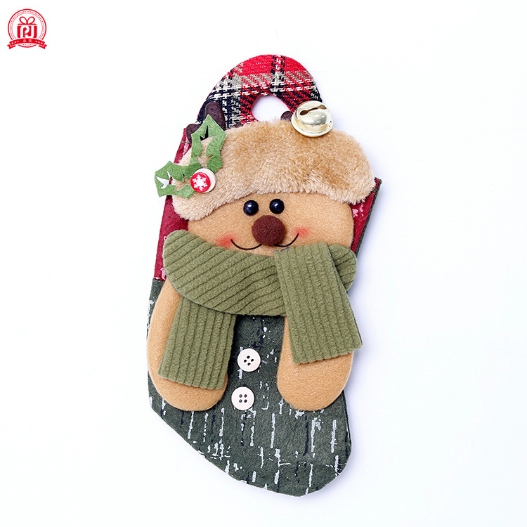 Nuevas decoraciones de Navidad calcetines bolsa de regalo medio Santa muñeco de nieve ciervos calcetines árbol de Navidad colgante Decoración