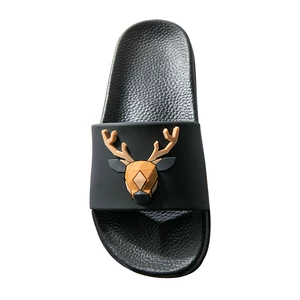 Cute Cartoon Couple Slippers for Kids with PVC Sole and Anti-slip Function