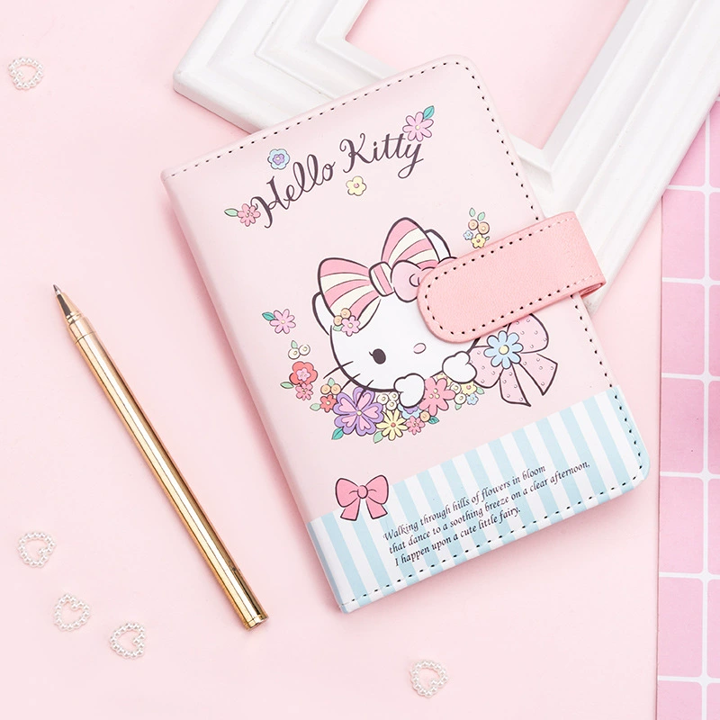 Книга А6 милая Hello Kitty, карманный журнал для учеников начальных классов, застежка на ремень, разные обложки