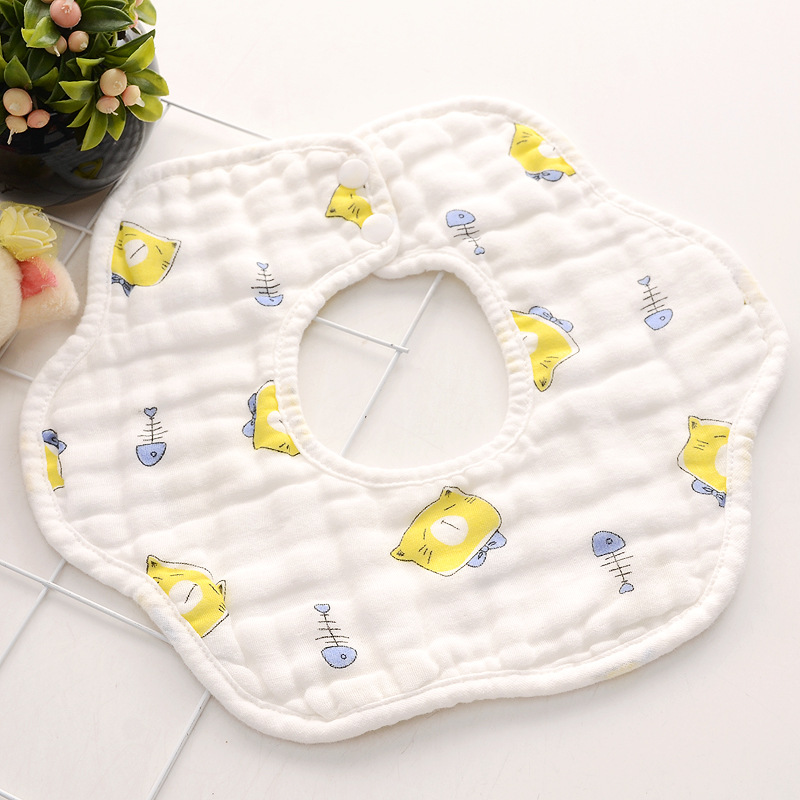 Gauze saliva towel 360 degree rotatable bib bib baby eating waterproof dirty Gaoyang factory wholesale