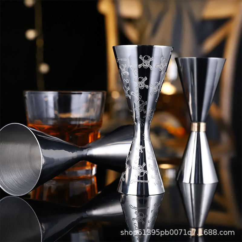 Acero inoxidable onza taza de vino dispositivo de medición cóctel taza de medición de doble cabeza 30/45/60 con escala Jigger