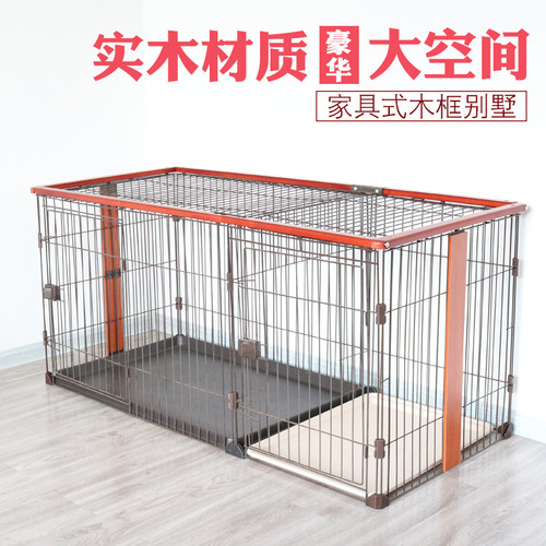 Modern Nordic-style wooden large litter box cat cage single-story villa large cat kennel for dogs and cats
