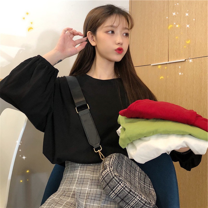 Blusa de manga larga para mujer, estilo coreano 2026, elegante, dulce, retro, adelgazante, con fruncido y manga farol, efecto rejuvenecedor, para principios de otoño image 9