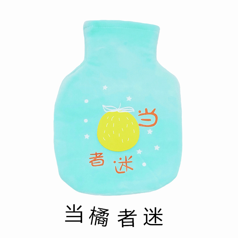 Nueva bolsa de agua caliente de inyección de agua a prueba de explosiones bolsa de agua caliente de riego calentador de mano estudiante de dibujos animados felpa extraíble cubierta de tela lavable calentador de mano