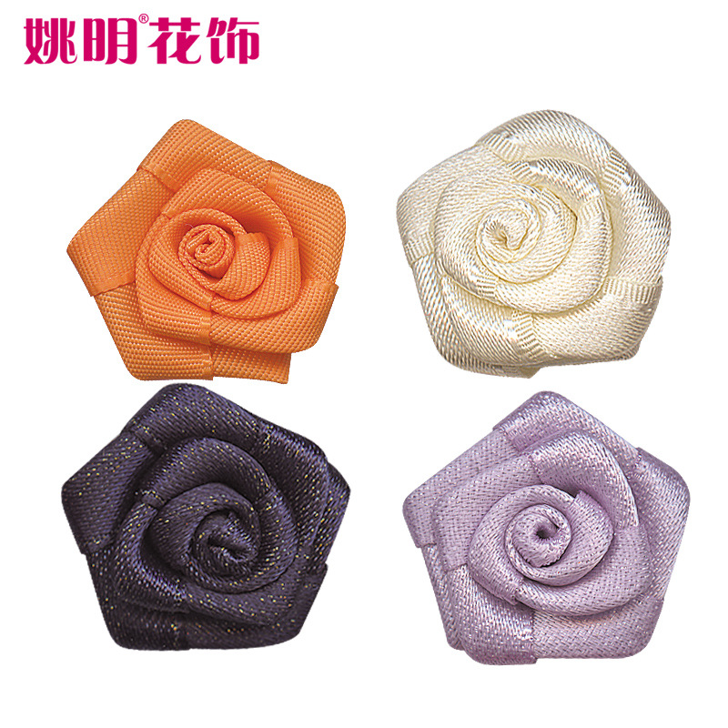 Yao Ming cinta hecha a mano Rosa flor cabeza 2,1 cm ancho té Rosa ropa textil decoración cinta pequeña flor