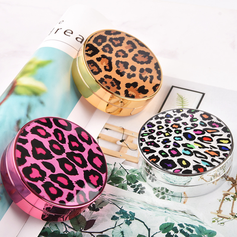 High-End Contact Lens Case, Round Leopard Print Contact Lens Case, Beauty Lens Care Box, Contact Lens Companion Box