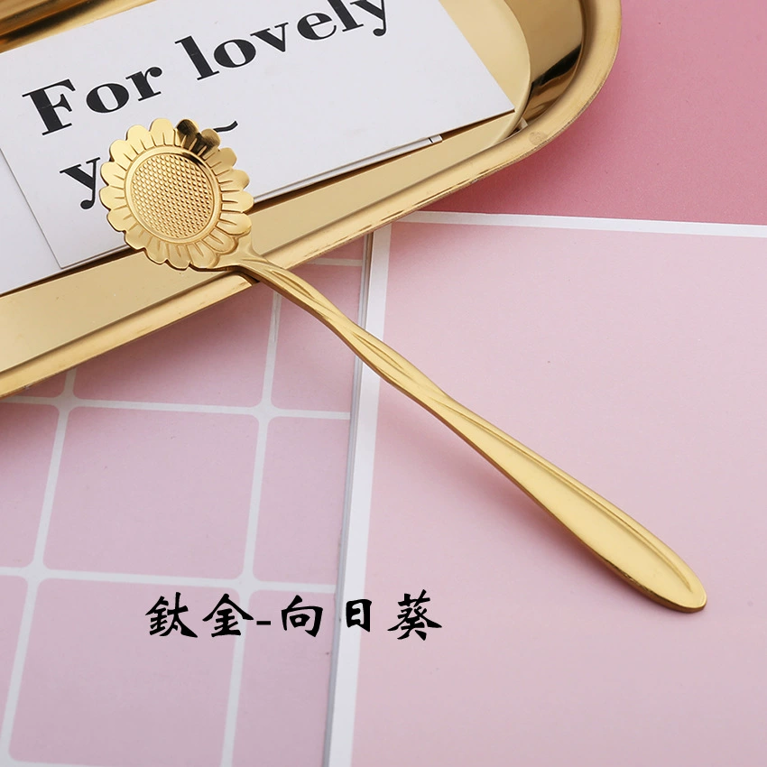 Смесительная ложка (Bicheng) флоральная нержавеющая сталь, короткая ручка, подарок на день рождения