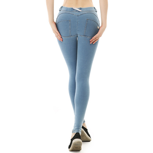 New sports yoga trousers for women, denim peach butt lifting sports pants, high elasticity and beautiful buttocks fitness peach trousers