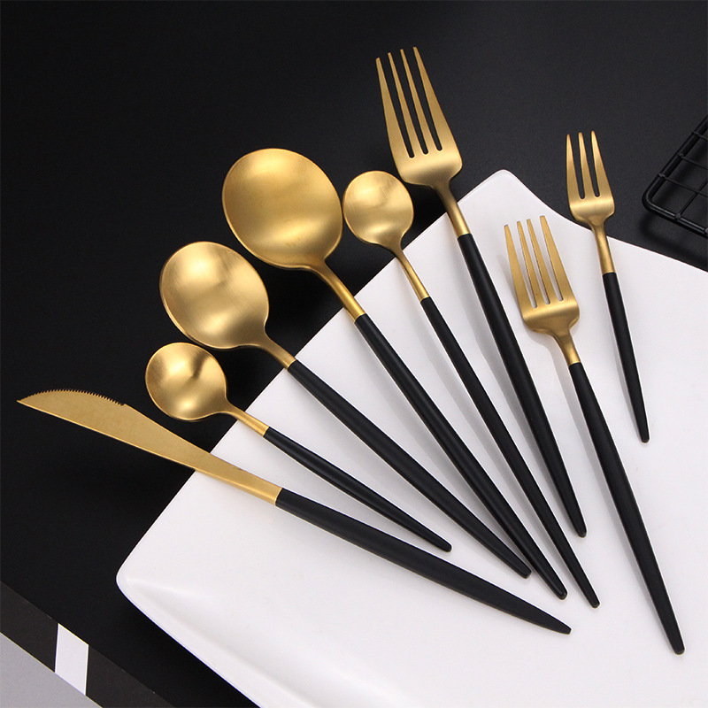 304 Stainless Steel Western-Style Cutlery Set Custom Brushed Knife, Fork, Spoon Nordic Spoon Fork Steak Knife Western Style