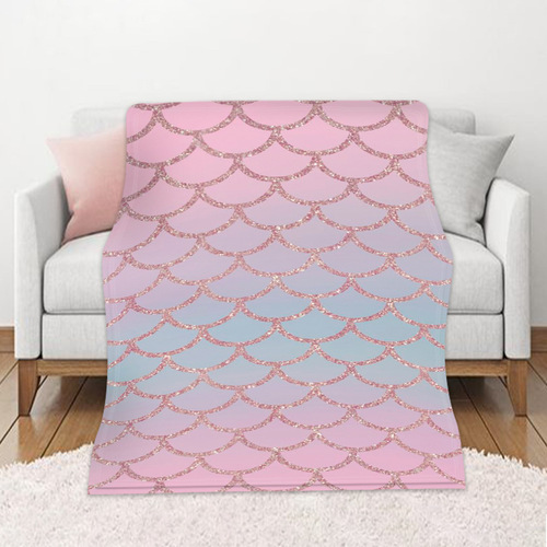 DIY Fleece Fish Pattern Autumn/Winter Heating Sofa Cover Blanket High Definition Digital Printing Double Sided Flannel Air Conditioning Blanket