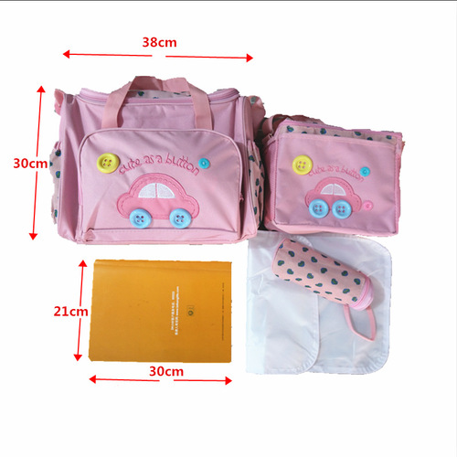 Manufacturer wholesale fashion multifunctional mommy bag four-piece set Oxford fabric cartoon car crossbody mommy bag wholesale