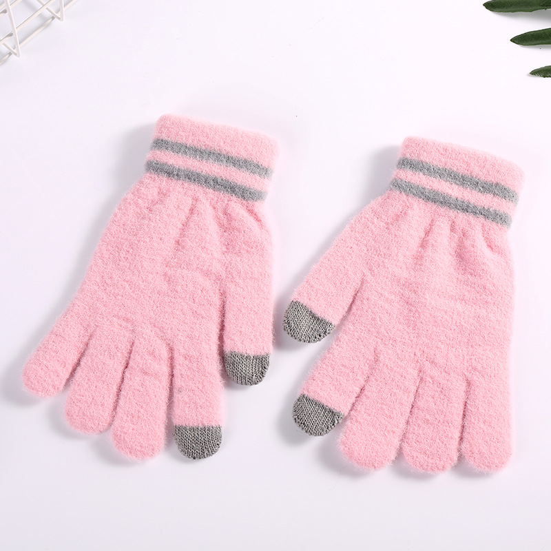 Shunjun al por mayor guantes de invierno casuales para hombres y mujeres pantalla táctil imitación de visón de peluche tejido imitación de visón guantes de pantalla táctil