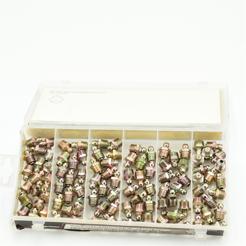 Juego de Boquillas de Engrase Rectas y Curvas al por Mayor del Fabricante, 100 Piezas, Color Zinc, 1/8NPT, Boquilla de Engrase Universal