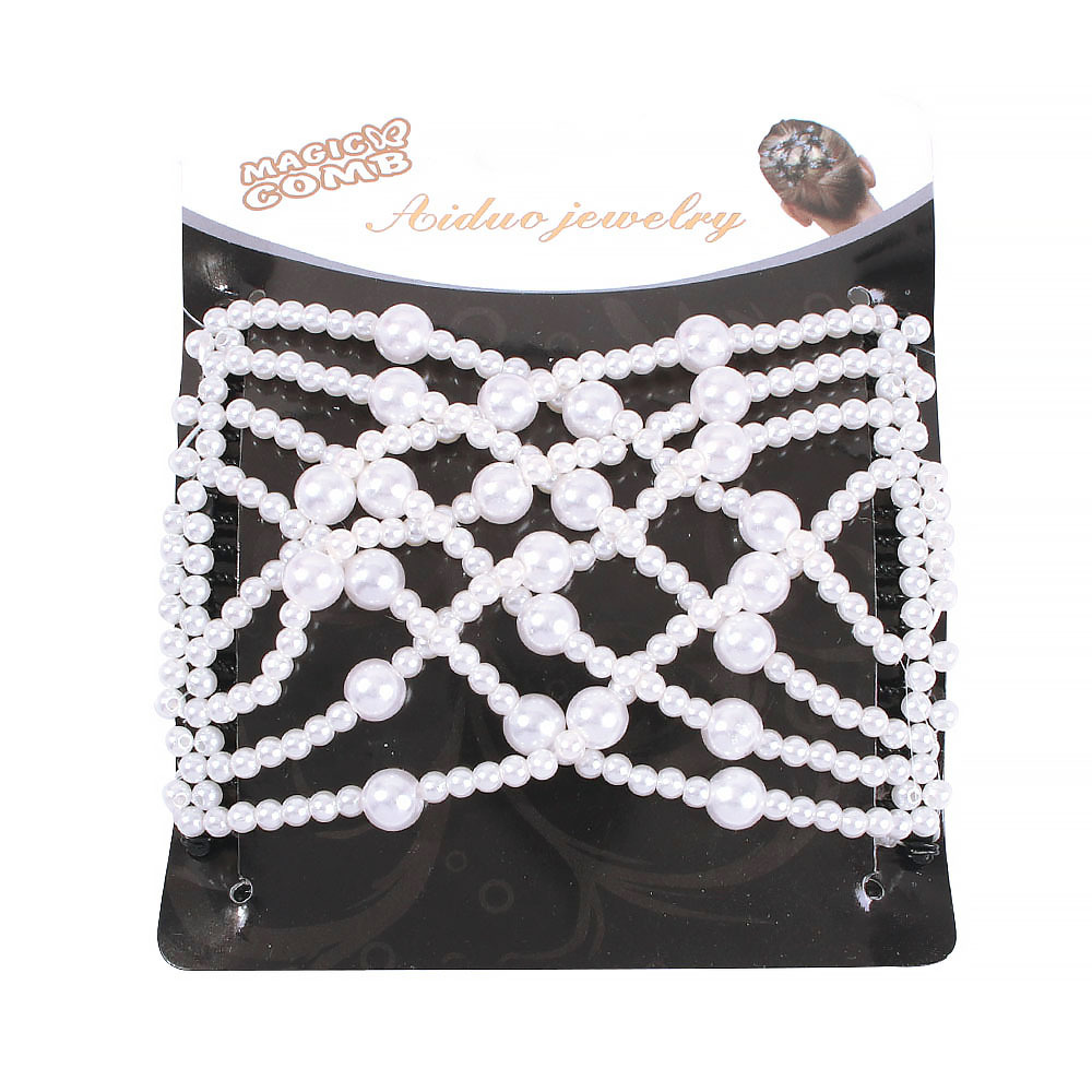 F1322 europeo y americano creativo elástico insertar peine magia updo artefacto transfronterizo variedad peine de pelo perla arco horquilla