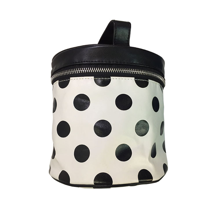 网红小清新洗漱包简约波点手提化妆包女夏小众设计出差旅行水桶包