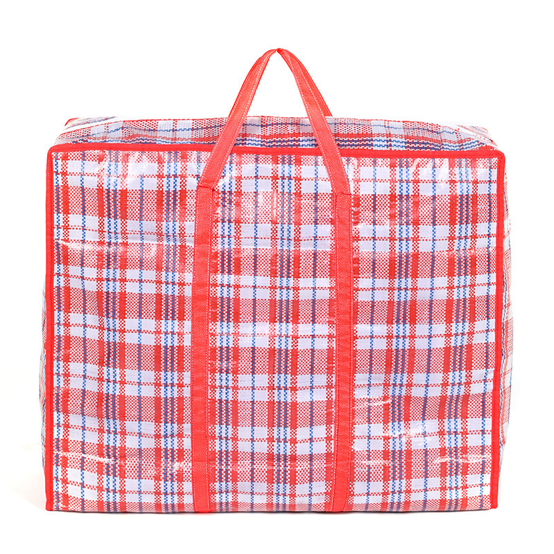Cross-border wholesale moving bag extra large thickened pe Plaid packing bag extra large plaid bag travel bag woven bag