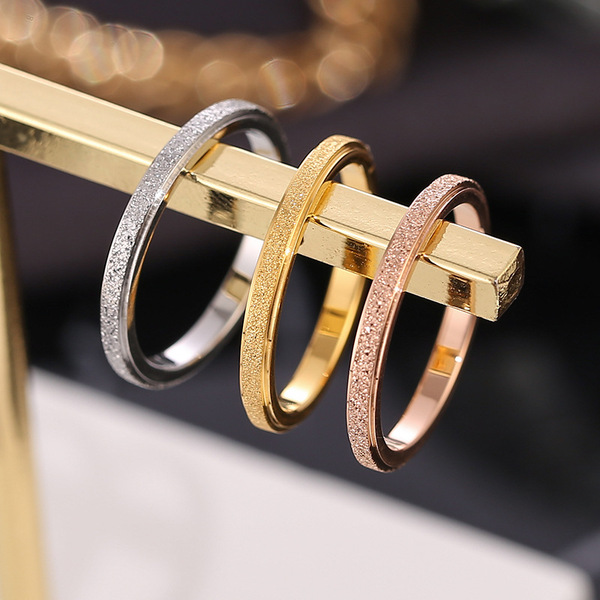 Matte fashionable golden ring stainless steel