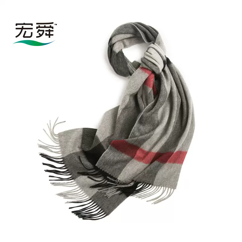 内蒙古羊绒围巾工厂2023秋冬格纹女40cm宽纯羊毛小披肩